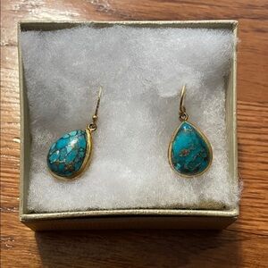 Gold and Turquoise Drop Earrings